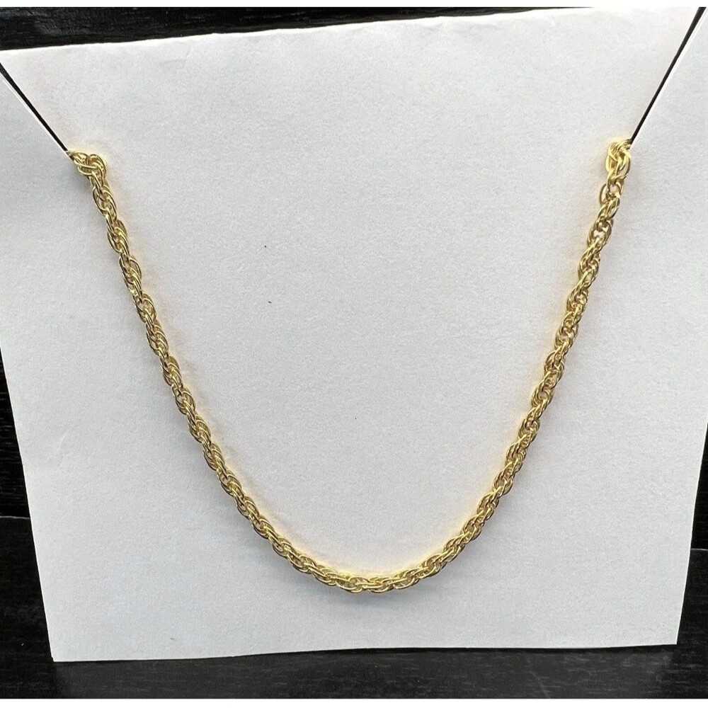 VTG 1980s 18k Yellow Gold/Sterling Silver 925 Technibond Rope/Twist 24" & 7"